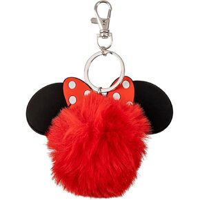 Disney Minnie Mouse Red and Black Pom Pom Keychain, Red and Black, One Size, Modern