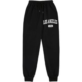 WDIRARA Women's Letter Print Drawstring Elastic High Waist Active Sweatpants Joggers Pants