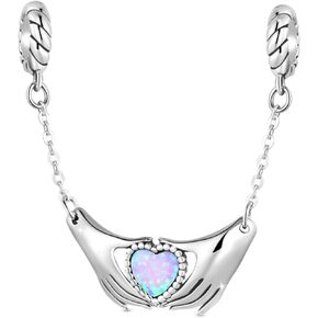 GNOCE Hand with Heart Gesture Safety Chain Charms 925 Sterling Silver Dangle Charm for Bracelet Jewelry Gift For Women Girls Wife Daughter