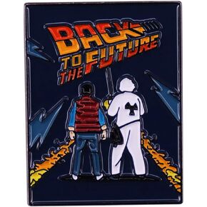 Back to the Future Marty McFly Doc Brown DeLorean Fire Flame Tracks Trails 80s Movie 1.4" Enamel Pin Badge