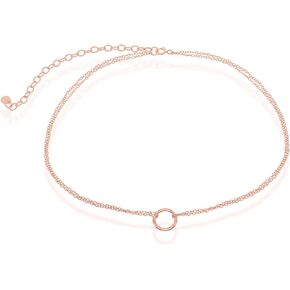 Beaux Bijoux 925 Sterling Silver Italian Adjustable 12"-15" Center Circle Of Life Dainty Choker Necklace