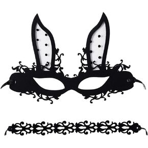 OIDEA Lace Masquerade Mask Choker Set for Women, Gothic Choker Necklace Costume Mardi Gras Venetian Masquerade Ball Mask