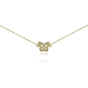 Butterfly Necklace, Layered Necklaces for Women, Choker Necklace, Short Necklace, Cubic Zirconia Necklace, Layering Necklaces for Women, Sterling Silver, Rose Gold, Dainty Gold Necklace for Women