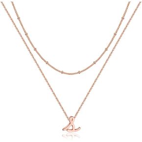 Yoosteel Layered Initial Necklaces for Women Girls, 14K Gold Plated Dainty Layering Letter Necklace Personalized Monogram Layered Gold Silver Initial Necklaces for Women Girls Jewelry