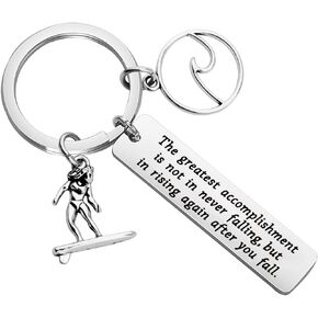 FUSTMW Surfer Gifts Surfing Keychain Inspirational Surfing Lover Gift Ocean Waves Charm
