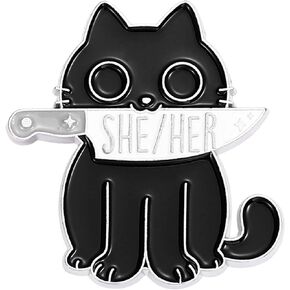 Pride Pronouns Cute Cat Pin Brooch Letters She They/He Him/They Them/She Her/He for Women Men Unisex Jewelry Gifts Gender Identity Bulk Pins for Pride Lapel