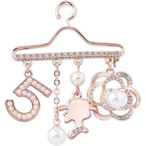 المرأة سيدة شعار بروش دبوس تقليد اللؤلؤ حجر الراين كريستال محظوظ رقم 5 بروش in Kuwait