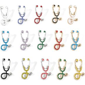 15PCS Stethoscope Brooch Pins,Stethoscope Enamel Lapel Pin,Nurse Medical Medicine Brooch Pin,Medical Pins,Medicine Brooch Pin,Jewelry Gift for Medical Students Doctor Nurse Graduation Nurse Week Gifts