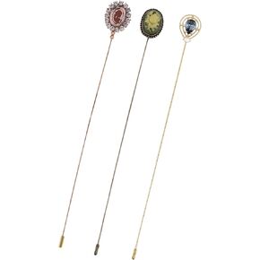 Alilang Women's Victorian Filigree Etching Floral Antiqued Gold Long Handle Hat Pins Lapel Pack Of 1/2/3 Scarf Set Jewelry Accessories