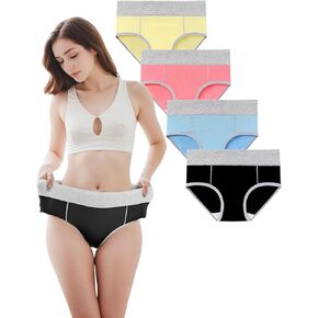 Women's Cotton Underwear High-waisted, Hip-lifting, Waisted Panties Breathable Postpartum Panties Stretchy Panties