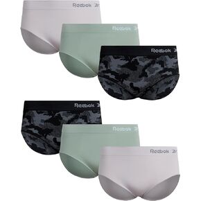 Reebok Women's Underwear – 6 Pack Plus Size Seamless Hipster Briefs (XL-3XL)