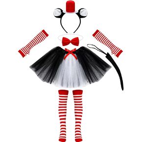 مجموعة زي القطة 8 قطع من QZYL، زي قبعة القطة التنكرية مع عصابة رأس رأس القطة وتنورة توتو وقفازات جوارب وربطة عنق على شكل ذيل القطة in Kuwait