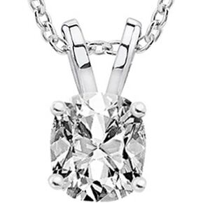 0.5 Carat 14K White Gold Cushion Diamond Solitaire Pendant Necklace D-E Color VS1-VS2 Clarity