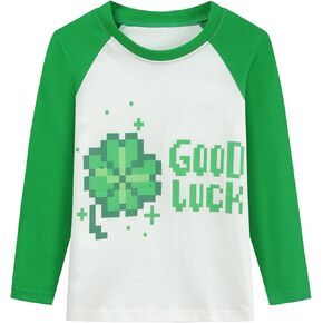 Toddler Boys St. Patrick's Day T-Shirt Irish Shirts Tees for Kids Long Sleeve Green Pullover Active Graphic Shirt Tops