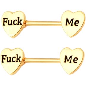 14G Stainless Steel Nipple Piercing Jewelry Fuck Me Nipplering Barbell Heart Shape Lick Me Cum Here Body Rings