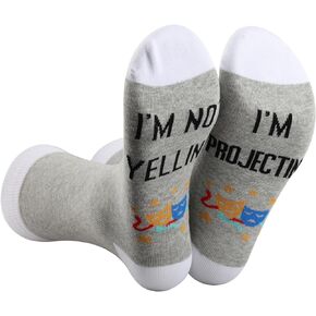 BDPWSS I'm Not Yelling I'm Projecting Theater Gift Comedy Tragedy Mask Theatre Drama Socks For Actors Actress Performer