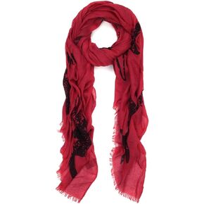 TrendsBlue Unique Sharks Animal Print Frayed End Scarf Wrap - Diff Colors Avail