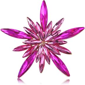Rhinestone Star Brooch Pin for Women Girls Shiny Crystal CZ Snowflake Corsage Brooches Lapel Pins Scarf Buckle Shawl Clip Sweater Cardigan Bouquet Badge Accessories