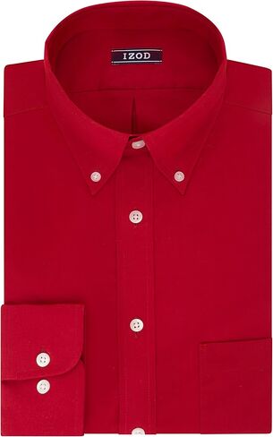 IZOD mens Regular Fit Stretch Solid Button Down Collar Dress Shirt, Crimson, 15 -15.5 Neck 32 -33 Sleeve Medium US in Saudi Arabia