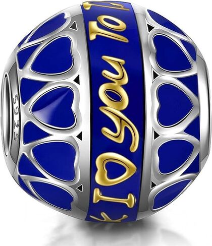 Sterling Silver I Love You To The Moon and Back Blue Enamel Charm Bead For Authentic Pandora & Similar Charm Bracelets or Necklaces in Saudi Arabia