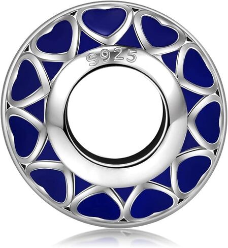 Sterling Silver I Love You To The Moon and Back Blue Enamel Charm Bead For Authentic Pandora & Similar Charm Bracelets or Necklaces in Saudi Arabia