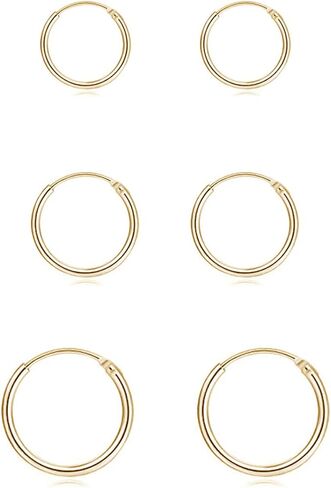 Silver Hoop Earrings for Women Men Girls- Cartilage Earring Endless Small Hoop Earrings Set,3 Pairs of Hypoallergenic 925 Sterling Silver Tragus Earrings Nose Lip Rings in Saudi Arabia
