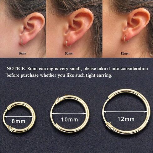 Silver Hoop Earrings for Women Men Girls- Cartilage Earring Endless Small Hoop Earrings Set,3 Pairs of Hypoallergenic 925 Sterling Silver Tragus Earrings Nose Lip Rings in Saudi Arabia