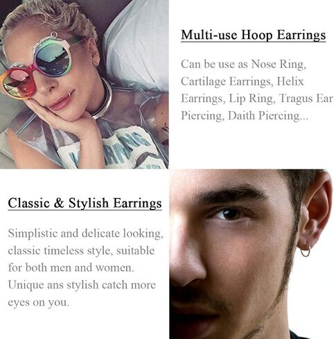 Silver Hoop Earrings for Women Men Girls- Cartilage Earring Endless Small Hoop Earrings Set,3 Pairs of Hypoallergenic 925 Sterling Silver Tragus Earrings Nose Lip Rings in Saudi Arabia