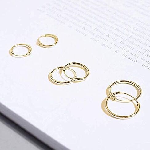 Silver Hoop Earrings for Women Men Girls- Cartilage Earring Endless Small Hoop Earrings Set,3 Pairs of Hypoallergenic 925 Sterling Silver Tragus Earrings Nose Lip Rings in Saudi Arabia