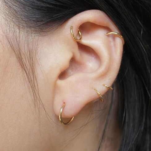 Silver Hoop Earrings for Women Men Girls- Cartilage Earring Endless Small Hoop Earrings Set,3 Pairs of Hypoallergenic 925 Sterling Silver Tragus Earrings Nose Lip Rings in Saudi Arabia