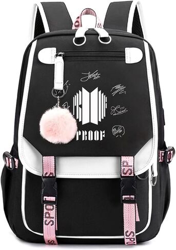 Casual Backpack Laptop Backpack,Women 15.6 Inches College Laptop Bag Stylish Travel Outdoor Daypack Bags Vintage Daypacks for Women 11.8 in * 8.26 in * 17.3 in, Multicolor, Large, Kpop Fashion in Kuwait