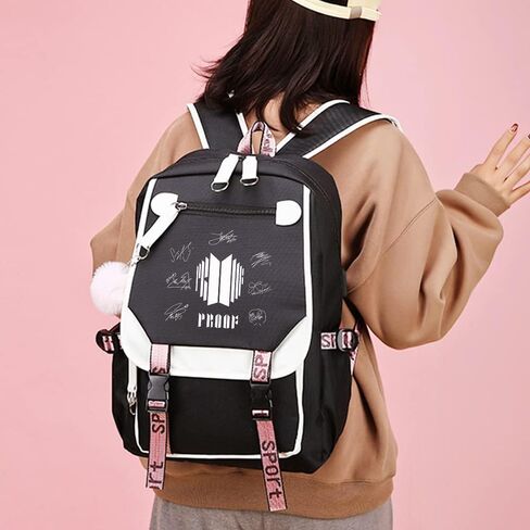 Casual Backpack Laptop Backpack,Women 15.6 Inches College Laptop Bag Stylish Travel Outdoor Daypack Bags Vintage Daypacks for Women 11.8 in * 8.26 in * 17.3 in, Multicolor, Large, Kpop Fashion in Kuwait