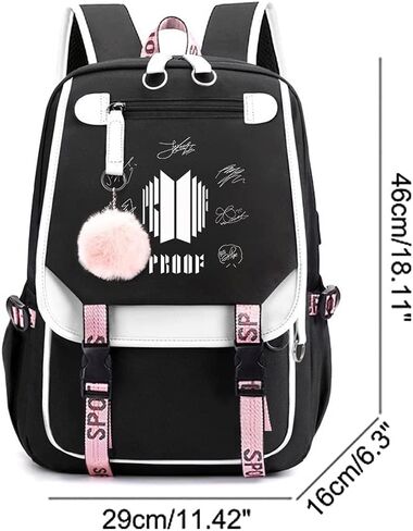 Casual Backpack Laptop Backpack,Women 15.6 Inches College Laptop Bag Stylish Travel Outdoor Daypack Bags Vintage Daypacks for Women 11.8 in * 8.26 in * 17.3 in, Multicolor, Large, Kpop Fashion in Kuwait