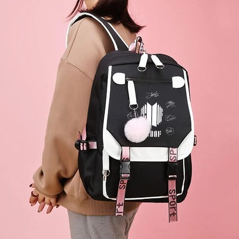 Casual Backpack Laptop Backpack,Women 15.6 Inches College Laptop Bag Stylish Travel Outdoor Daypack Bags Vintage Daypacks for Women 11.8 in * 8.26 in * 17.3 in, Multicolor, Large, Kpop Fashion in Kuwait