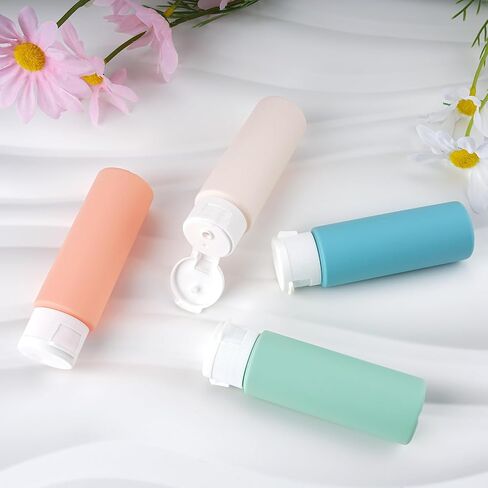 Wowang Travel Bottles for Toiletries 1.7oz/50ml 4 Pack TSA Approved Squeeze Bottles Leak Proof Travel Size Containers for Shampoo Lotion in Kuwait