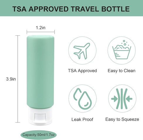 Wowang Travel Bottles for Toiletries 1.7oz/50ml 4 Pack TSA Approved Squeeze Bottles Leak Proof Travel Size Containers for Shampoo Lotion in Kuwait