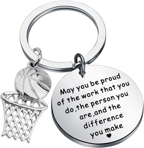 اكتاب سلسلة مفاتيح كرة السلة مجوهرات رياضية لمدرب كرة السلة بعبارة "May You Be Proud of The Work"، هدايا لاعب كرة السلة in Saudi Arabia