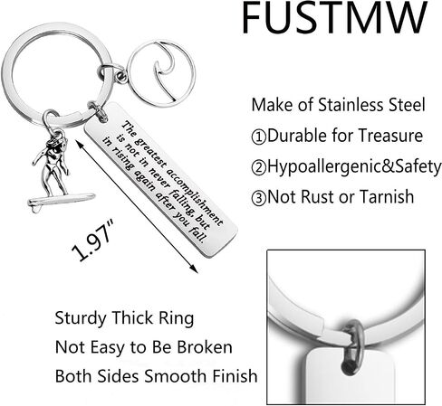 FUSTMW Surfer Gifts Surfing Keychain Inspirational Surfing Lover Gift Ocean Waves Charm in Saudi Arabia
