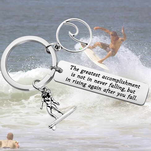 FUSTMW Surfer Gifts Surfing Keychain Inspirational Surfing Lover Gift Ocean Waves Charm in Saudi Arabia