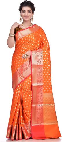 Naveera Sarees for Women Banarasi Katan Silk Indian Sari | Diwali Wedding Gift Woven Saree & Unstitched Blouse in Saudi Arabia