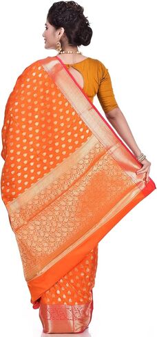 Naveera Sarees for Women Banarasi Katan Silk Indian Sari | Diwali Wedding Gift Woven Saree & Unstitched Blouse in Saudi Arabia