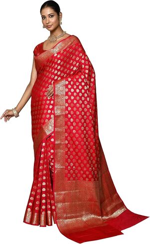 Naveera Sarees for Women Banarasi Katan Silk Indian Sari | Diwali Wedding Gift Woven Saree & Unstitched Blouse in Saudi Arabia