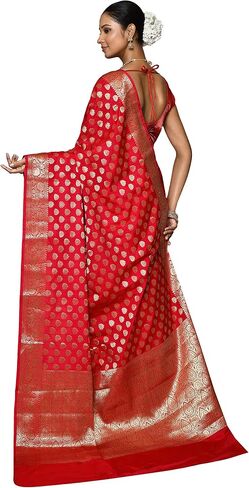 Naveera Sarees for Women Banarasi Katan Silk Indian Sari | Diwali Wedding Gift Woven Saree & Unstitched Blouse in Saudi Arabia