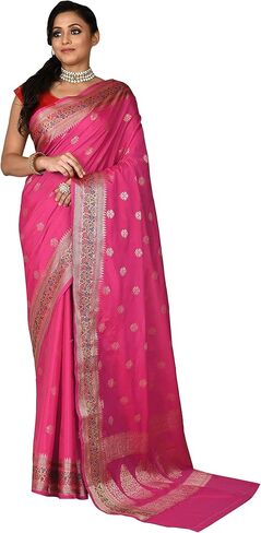 Naveera Sarees for Women Banarasi Katan Silk Indian Sari | Diwali Wedding Gift Woven Saree & Unstitched Blouse in Saudi Arabia