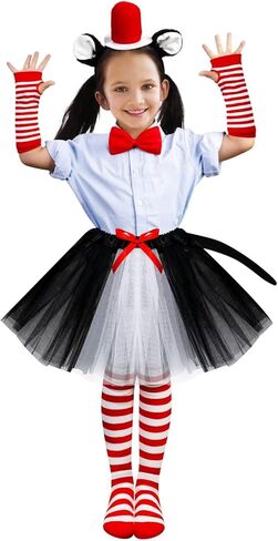 مجموعة زي القطة 8 قطع من QZYL، زي قبعة القطة التنكرية مع عصابة رأس رأس القطة وتنورة توتو وقفازات جوارب وربطة عنق على شكل ذيل القطة in Kuwait