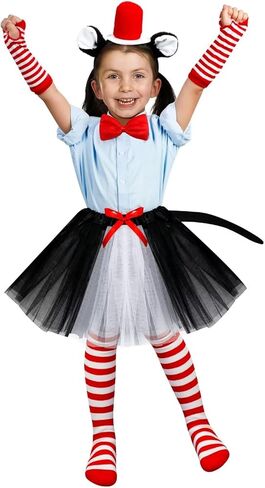 مجموعة زي القطة 8 قطع من QZYL، زي قبعة القطة التنكرية مع عصابة رأس رأس القطة وتنورة توتو وقفازات جوارب وربطة عنق على شكل ذيل القطة in Kuwait