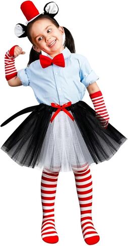 مجموعة زي القطة 8 قطع من QZYL، زي قبعة القطة التنكرية مع عصابة رأس رأس القطة وتنورة توتو وقفازات جوارب وربطة عنق على شكل ذيل القطة in Kuwait