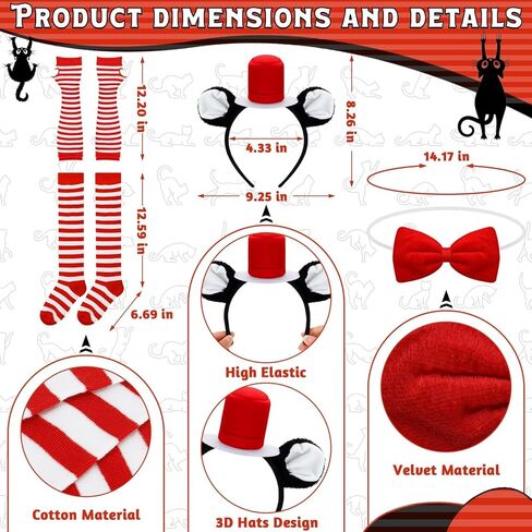 مجموعة زي القطة 8 قطع من QZYL، زي قبعة القطة التنكرية مع عصابة رأس رأس القطة وتنورة توتو وقفازات جوارب وربطة عنق على شكل ذيل القطة in Kuwait