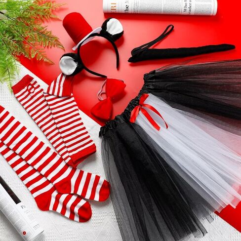 مجموعة زي القطة 8 قطع من QZYL، زي قبعة القطة التنكرية مع عصابة رأس رأس القطة وتنورة توتو وقفازات جوارب وربطة عنق على شكل ذيل القطة in Kuwait