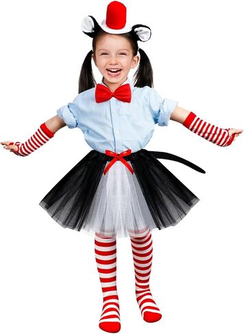 مجموعة زي القطة 8 قطع من QZYL، زي قبعة القطة التنكرية مع عصابة رأس رأس القطة وتنورة توتو وقفازات جوارب وربطة عنق على شكل ذيل القطة in Kuwait